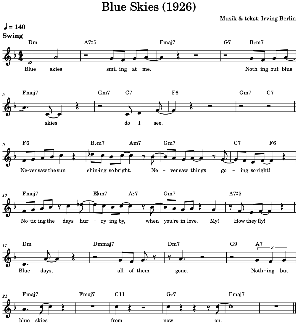 Blue Skies (1926). Musik & tekst: Irving Berlin